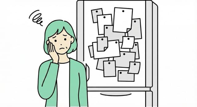 プリントが散らばって管理できない様子