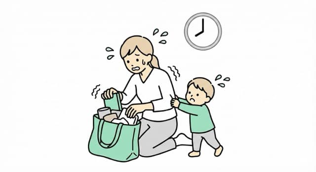 朝の持ち物でバタバタする様子